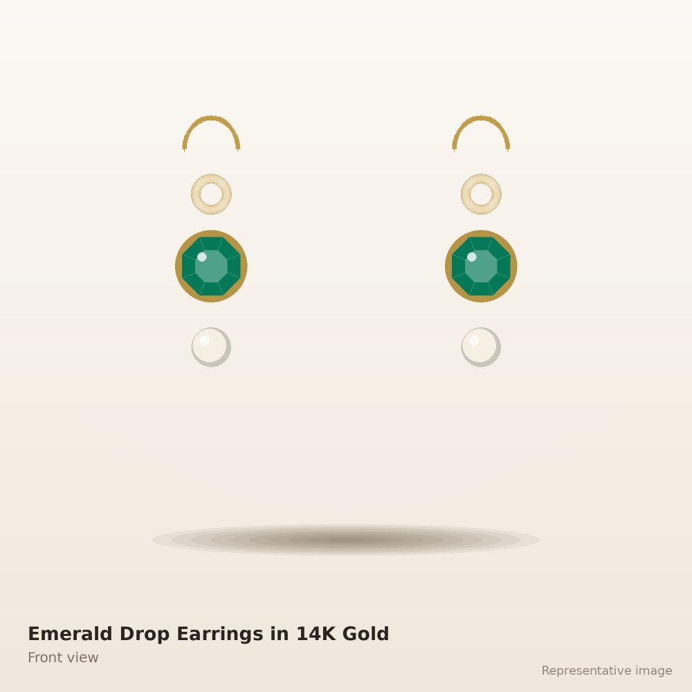 Emerald Drop Earrings in 14K Gold