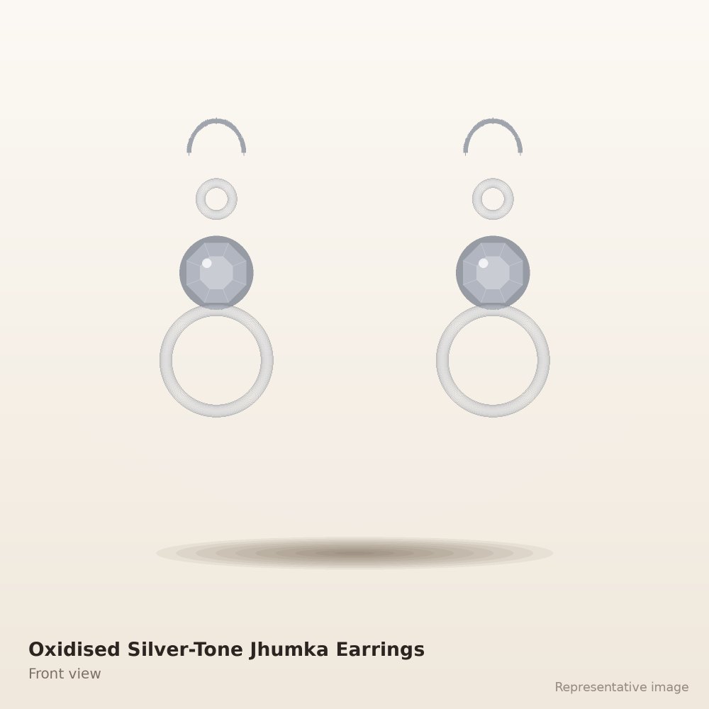 Oxidised Silver-Tone Jhumka Earrings