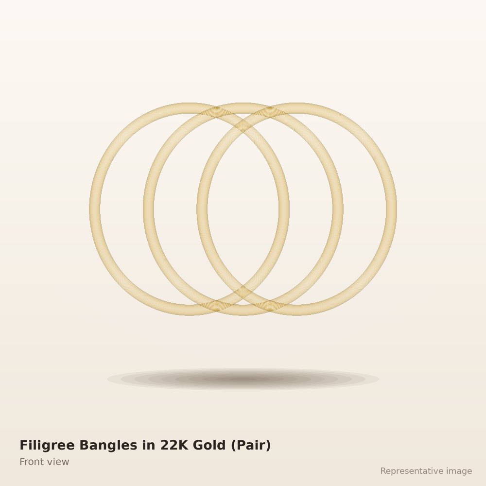 Filigree Bangles in 22K Gold (Pair)