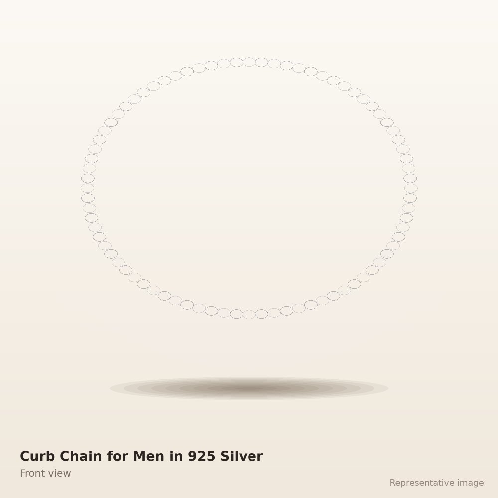 Curb Chain for Men in 925 Silver