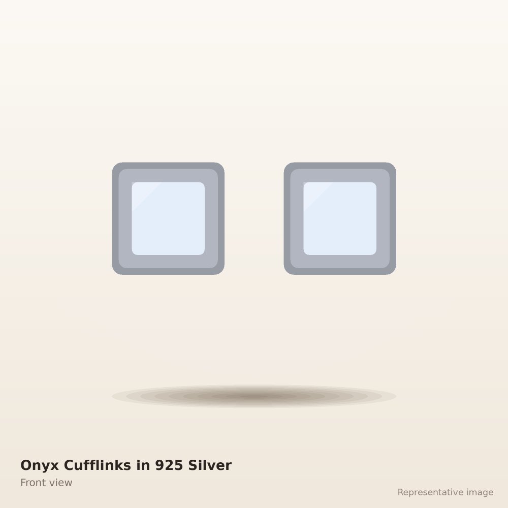 Onyx Cufflinks in 925 Silver