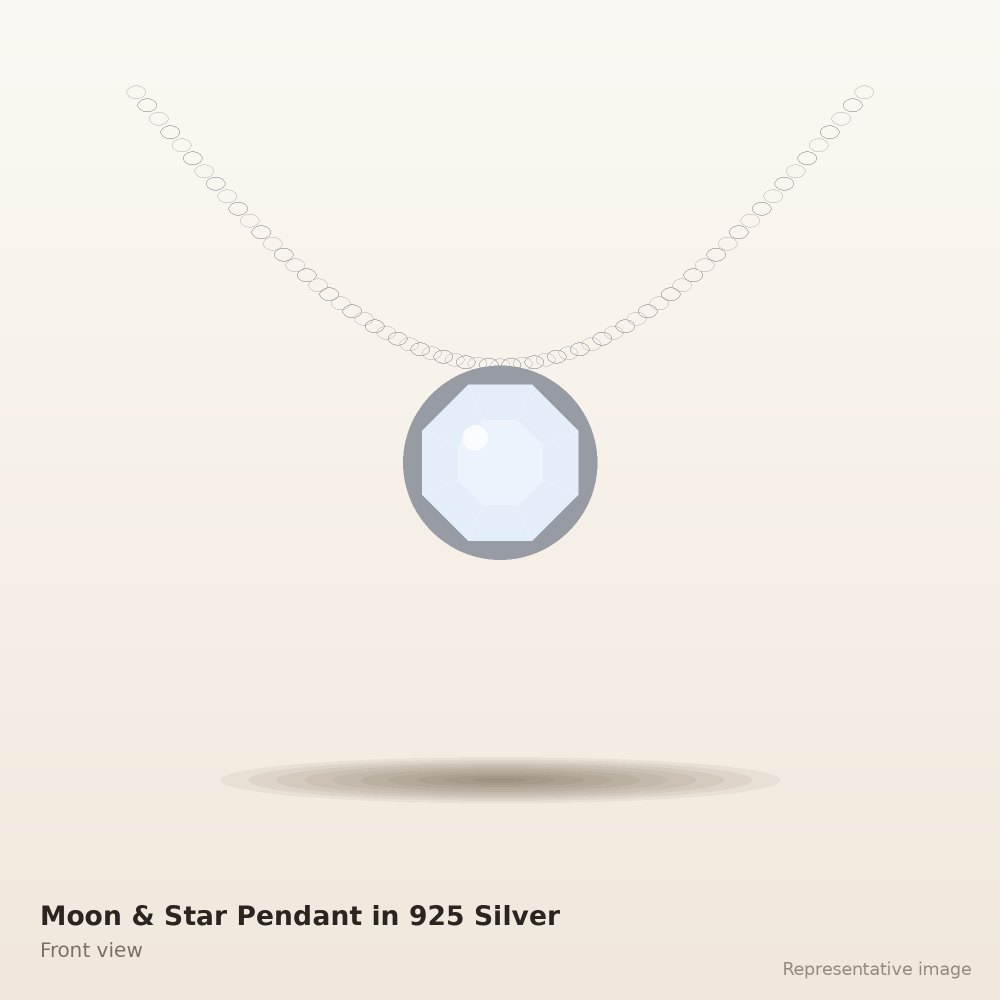 Moon & Star Pendant in 925 Silver