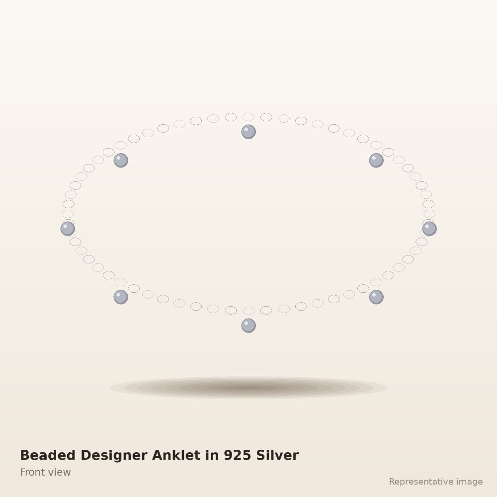 Beaded Designer Anklet in 925 Silver