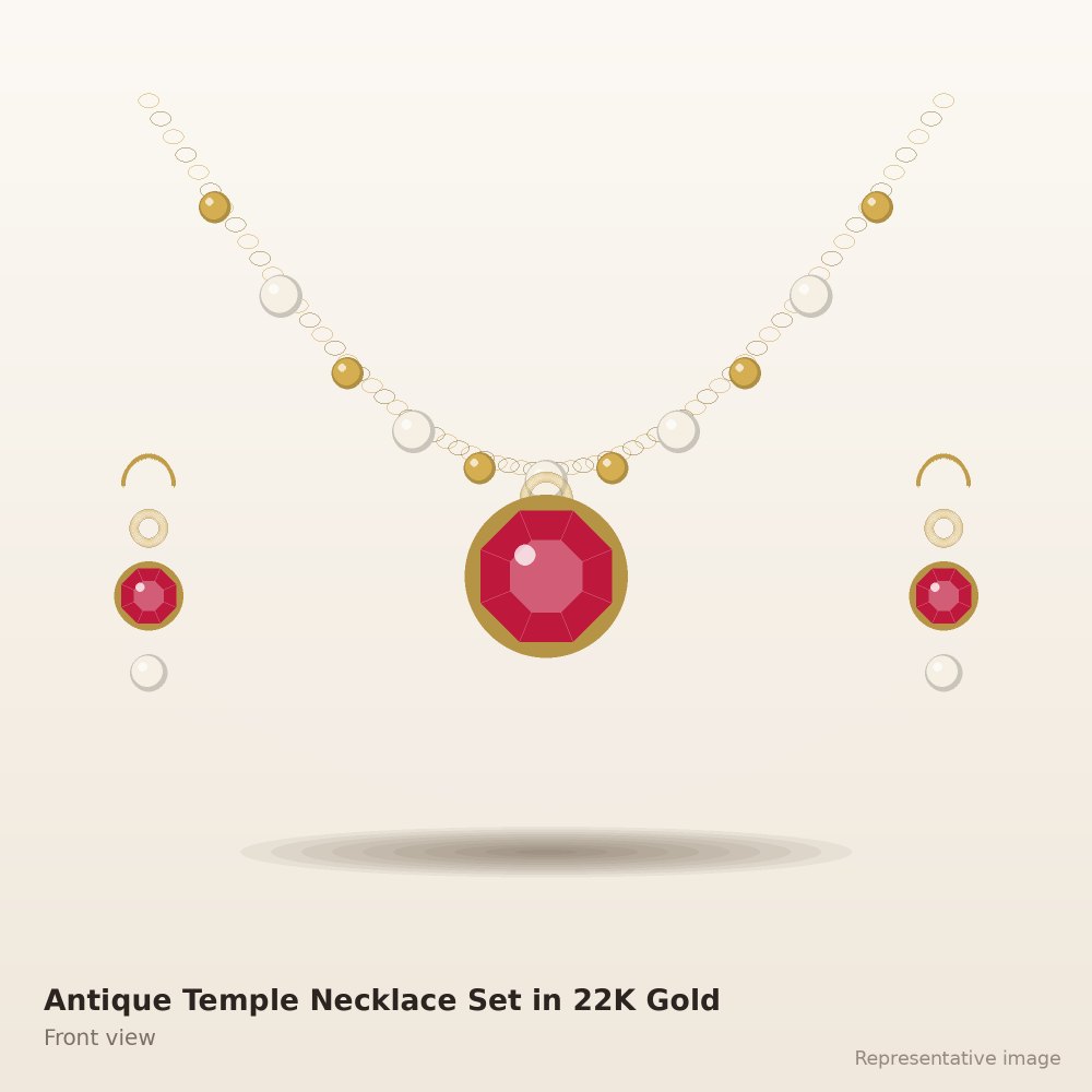 Antique Temple Necklace Set in 22K Gold