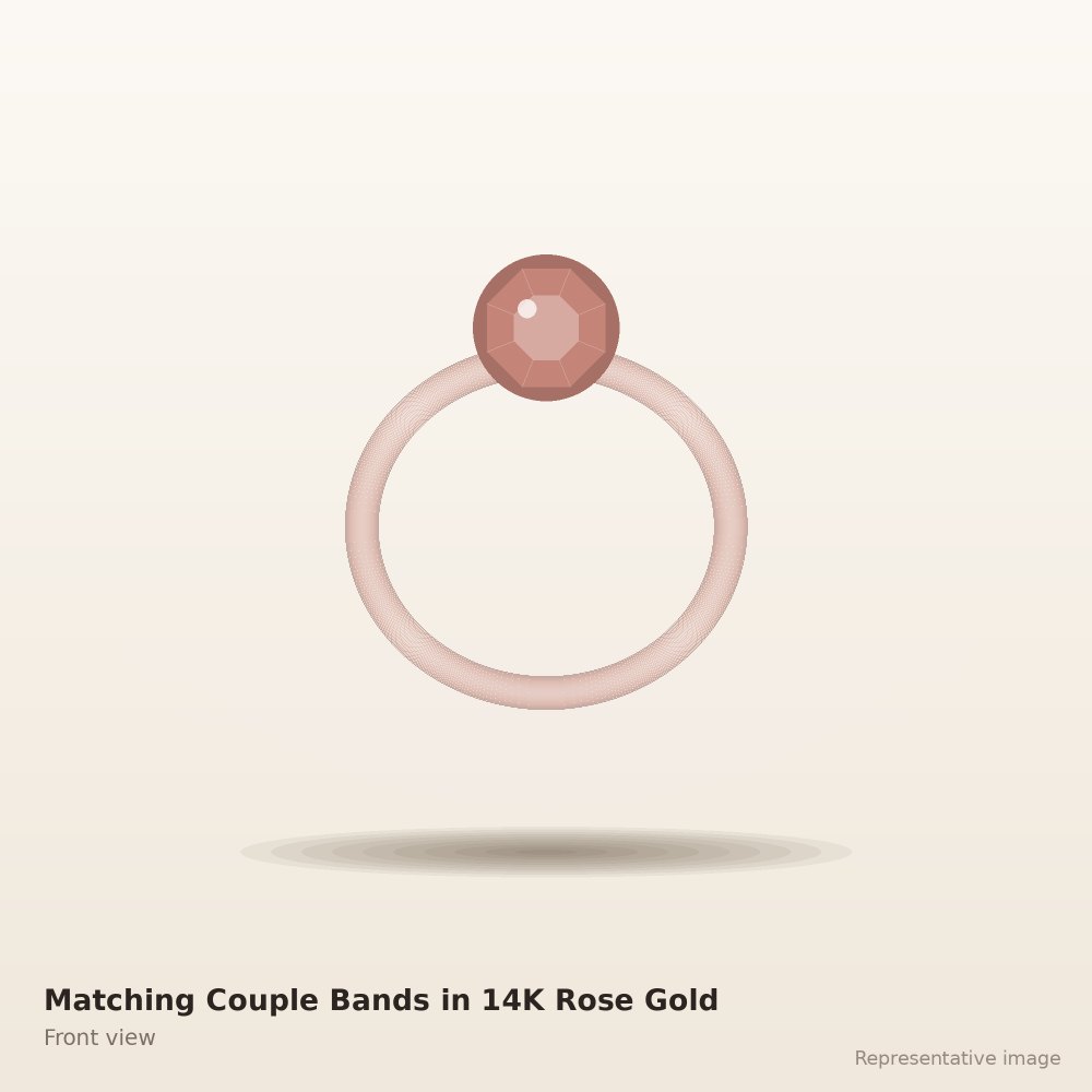 Matching Couple Bands in 14K Rose Gold