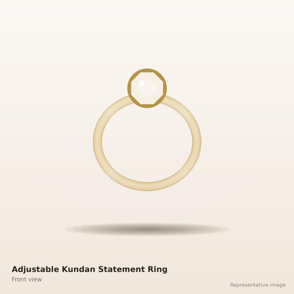 Adjustable Kundan Statement Ring