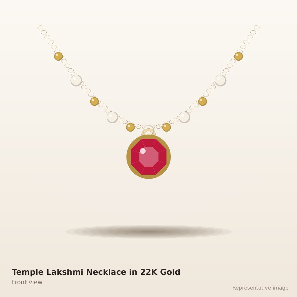 Temple Lakshmi Necklace in 22K Gold