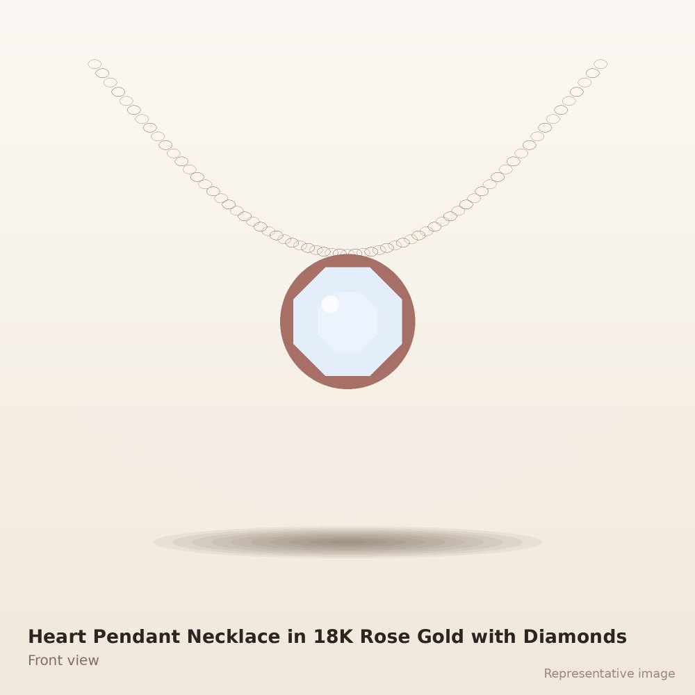 Heart Pendant Necklace in 18K Rose Gold with Diamonds