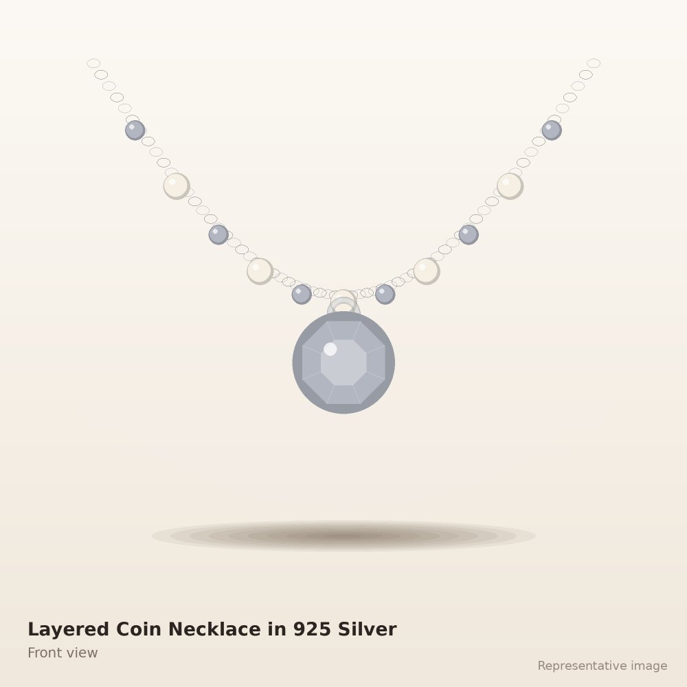 Layered Coin Necklace in 925 Silver