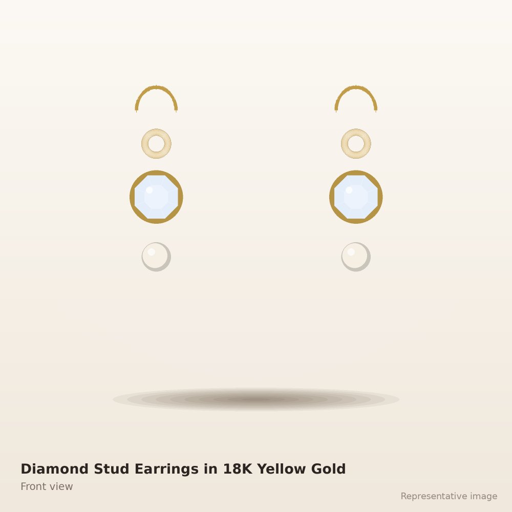 Diamond Stud Earrings in 18K Yellow Gold